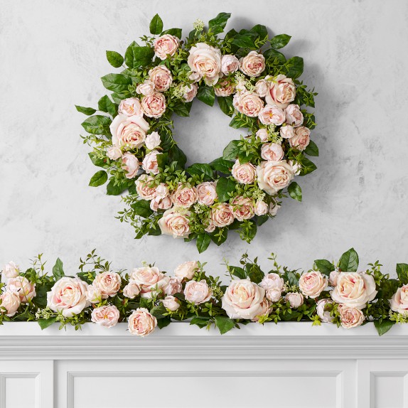 Famille Rose Pink Faux Wreath & Garland
