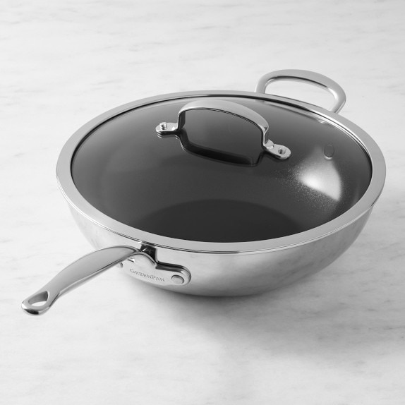 GreenPan Premiere Max Stainless-Steel Ceramic Nonstick Covered Wok