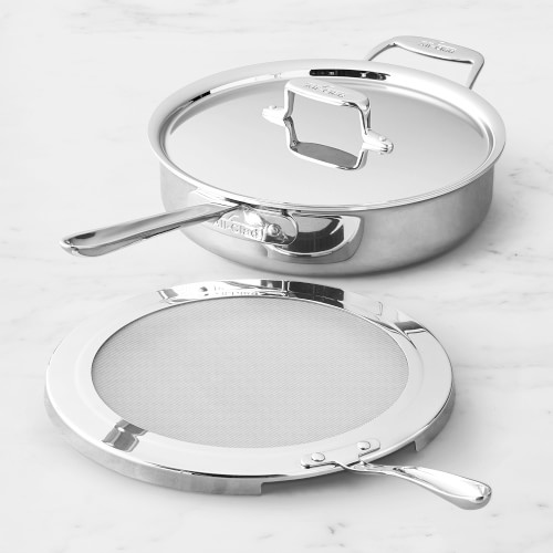 All-Clad D5® Polished Stainless-Steel 4-Qt. Deep Sauté Pan with Splatter Screen