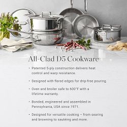 All-Clad D5® Polished Stainless-Steel Deep Sauté Pan with Splatter Screen, 4-Qt.