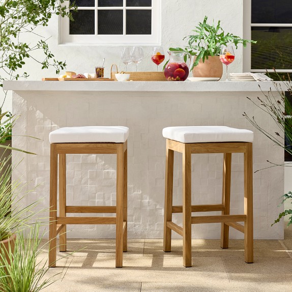 Larnaca Teak Outdoor Bar Stool | Williams Sonoma